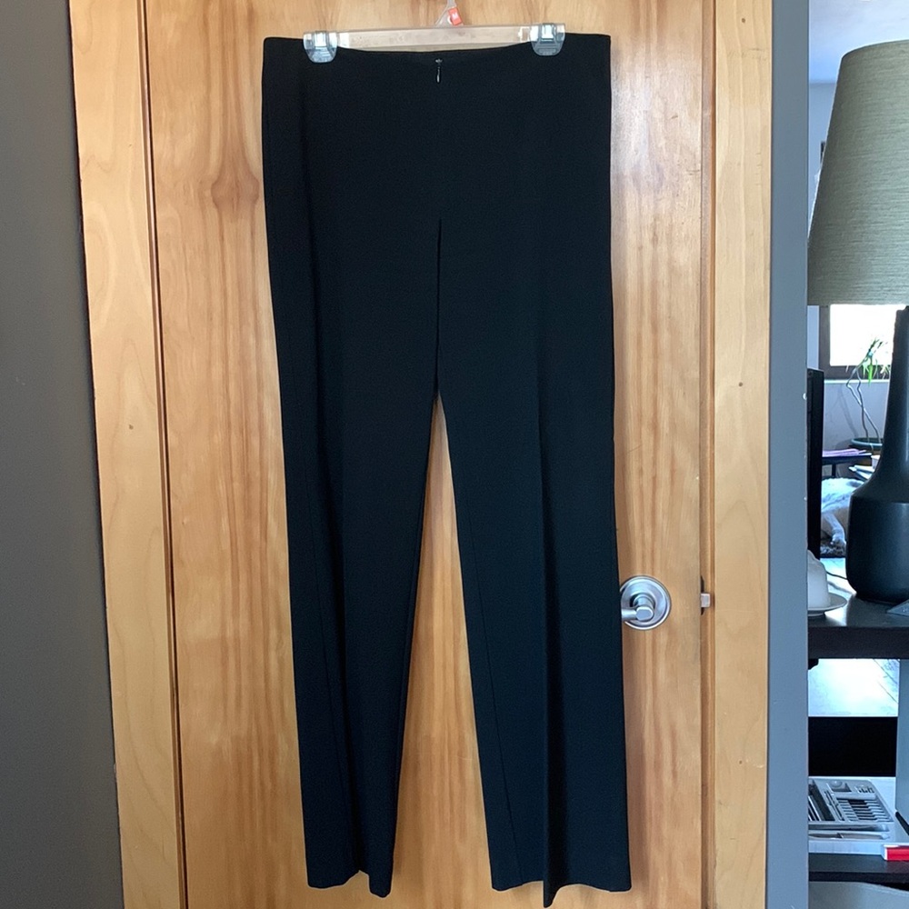 MARGARET M - Mid-rise  Black Drapey Wide-leg Pants